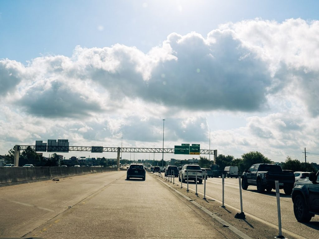 Katy to Houston Texas traffic 2026 on a Tuesday morning from the HOV lane