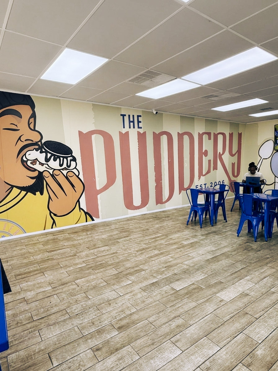 The Puddery Mural in Pearland Texas Houston dessert shop